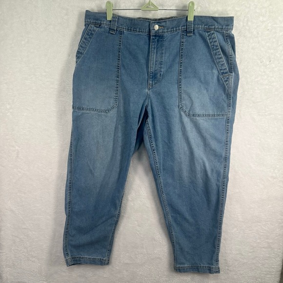 Old Navy Pants - Old Navy High Rise OG Chino Pants Women XL Blue Denim Elastic Waist Tapered